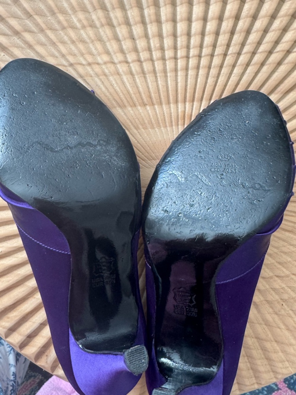 Nina Forbes Grape Luster Satin Purple Formal Peep Toe Kitten Heels 7.5 - Picture 8 of 10